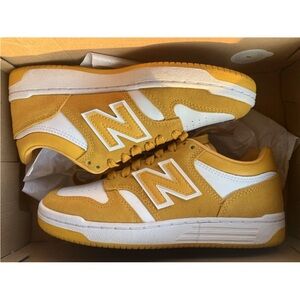 New Balance Yellow & White Low-Top Sneakers
